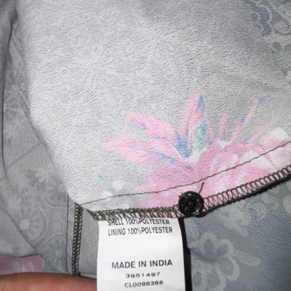 Wayward Fancies Graphic Embroidery Tulle Overlay Floral Print Crepe Empire Dress - Picture 6 of 10